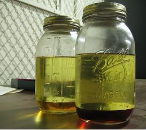 Biodiesel jars.